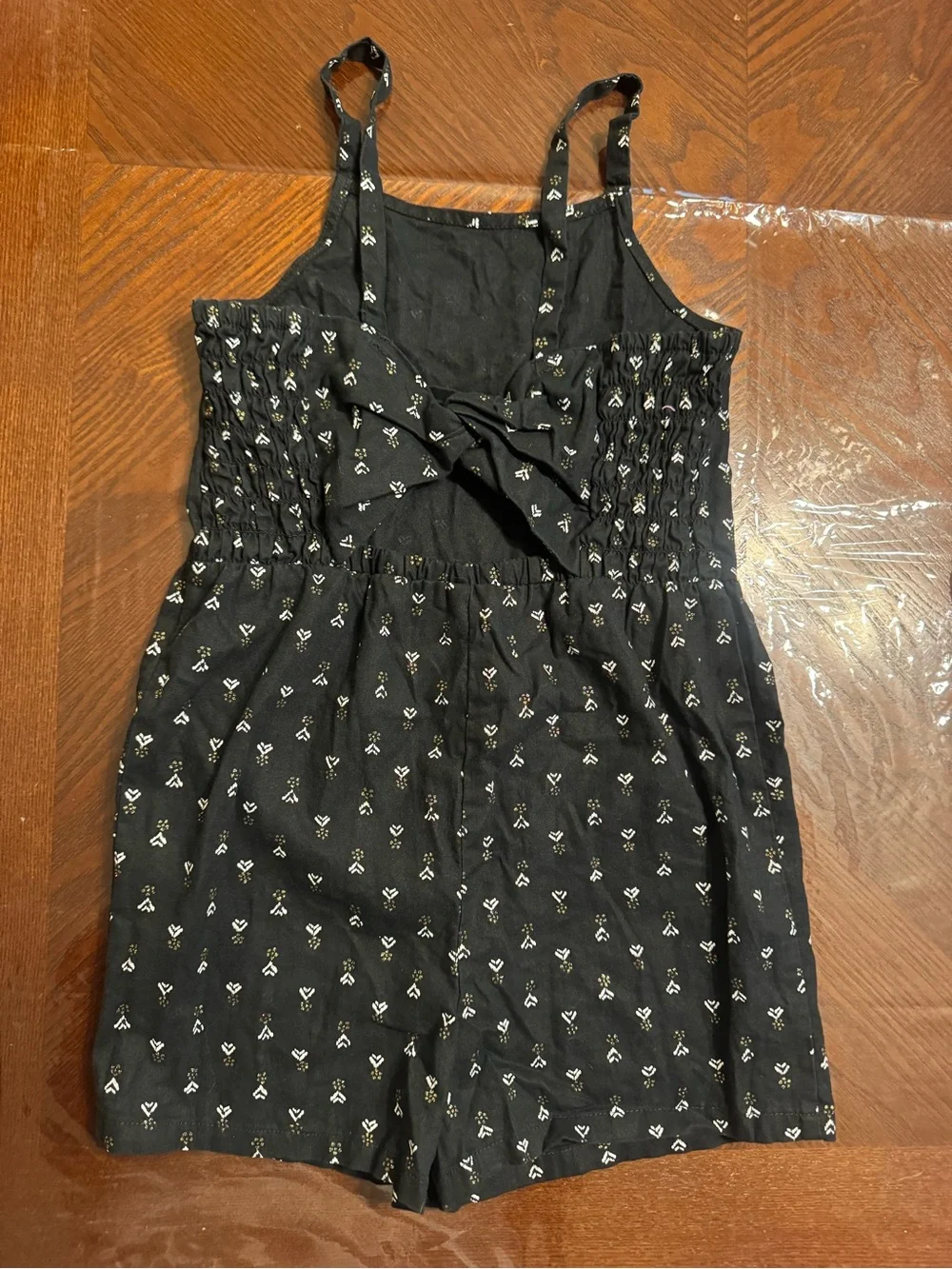 Lot of 2 Carter's Black Floral Smocked Romper and gray striped jumpsuit